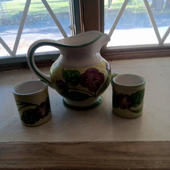 Rare Starbucks Italian Made Floral Cups and Pitcher Vintage - Picture 5 of 10